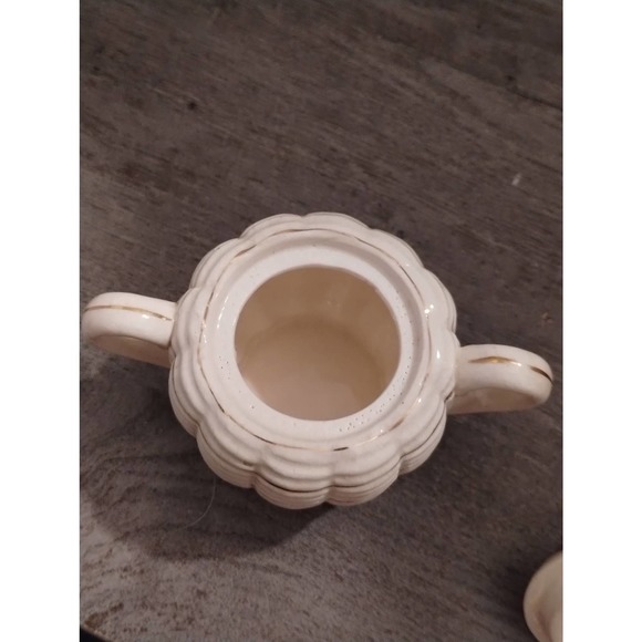 Japanese Basket Weave Porcelain Creamer and Sugar Bowl with Lid - Picture 10 of 12